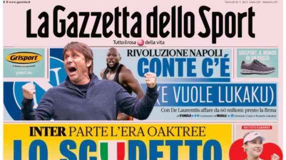 La Gazzetta dello Sport titola: “Conte vuole Lukaku al Napoli. Zirkzee regalo per Fonseca”