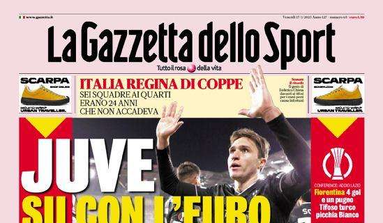 La prima pagina de La Gazzetta dello Sport sui bianconeri ok in Europa: "Juve su con l'Euro"
