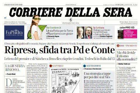 Corriere della Sera in apertura: "Ripresa: sfida tra Pd e Conte"