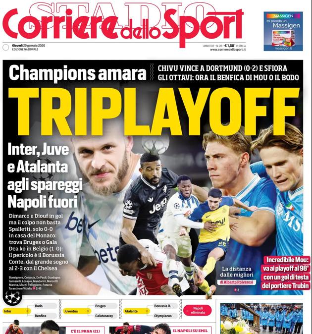 PRIMA PAGINA - Corriere dello Sport: "Triplayoff