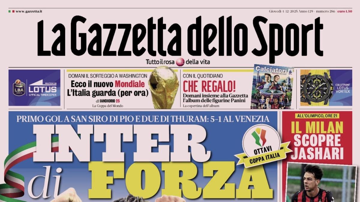 PRIMA PAGINA - La Gazzetta dello Sport: "Inter di Forza, Atalanta da poker. Juve, Vlahovic e Gatti si operano"