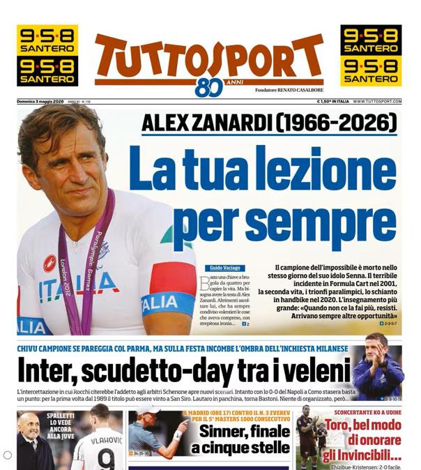 RIMA PAGINA - TuttoSport: "La tua lezione per sempre"