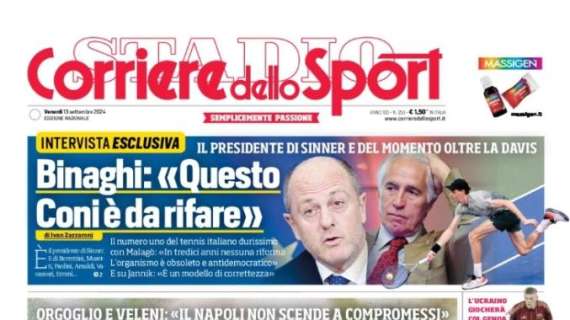 Il Corriere dello Sport in prima pagina sul presidente del Napoli: "Dela spacca