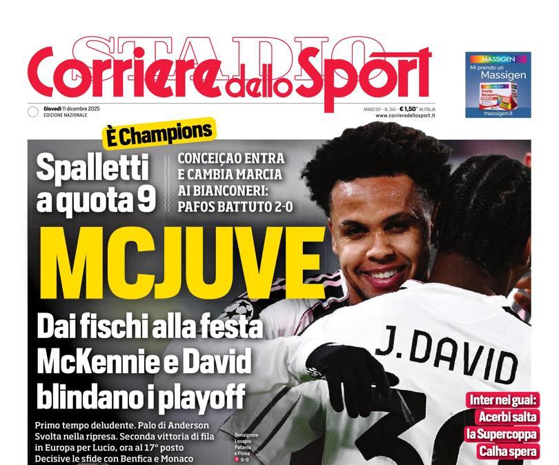 PRIMA PAGINA - Corriere dello Sport: "McJuve"