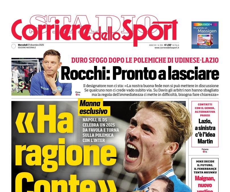 PRIMA PAGINA - Corriere dello Sport: Manna esclusivo: «Ha ragione Conte» 