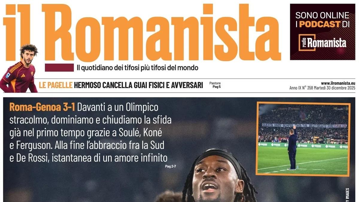 PRIMA PAGINA - Il Romanista: "Tris di Cuori"