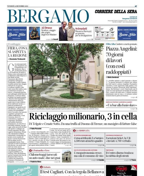 PRIMA PAGINA - Corriere di Bergamo: "Il test Cagliari. Con la tegola Bellanova"