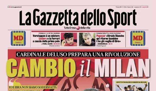 La prima pagina de La Gazzetta dello Sport apre con Cardinale: "Cambio il Milan"