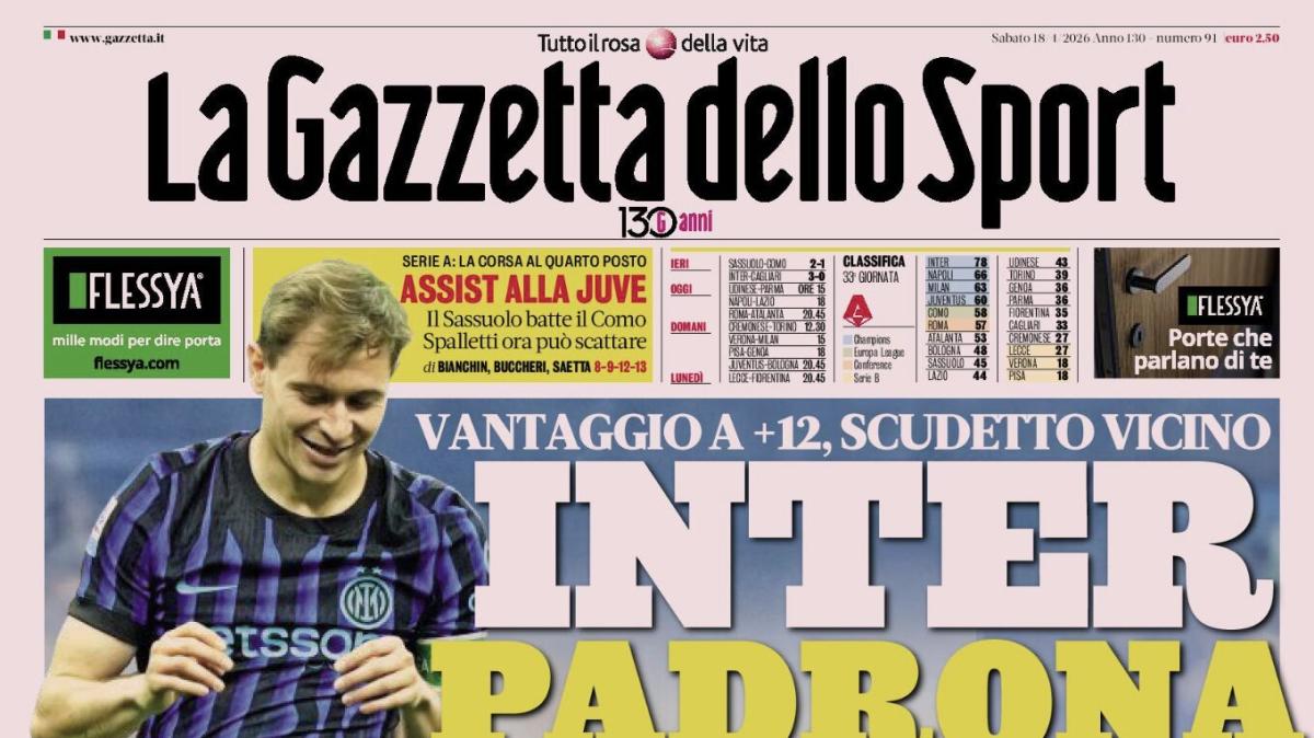 PRIMA PAGINA - La Gazzetta dello Sport: "C'è la Dea, Gasp piange"