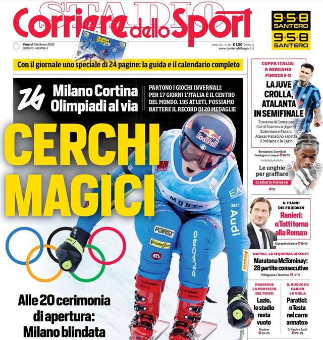 PRIMA PAGINA - Corriere dello Sport: "La Juve crolla, Atalanta in semifinale"