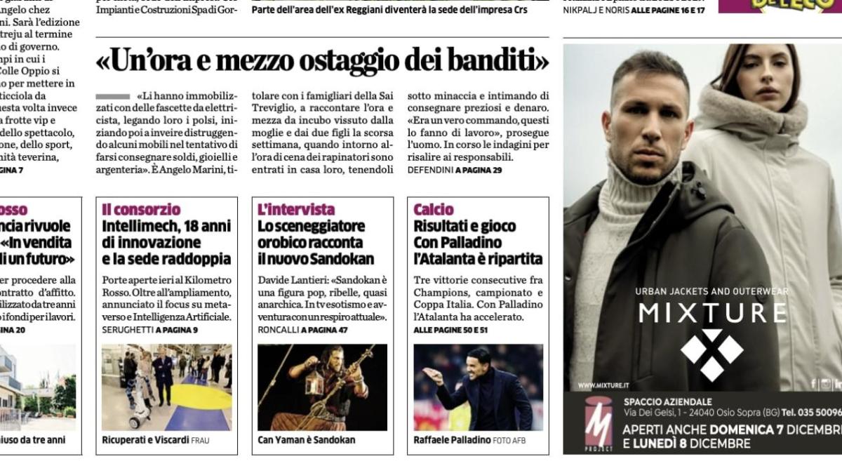 PRIMA PAGINA - L'Eco di Bergamo: "Risultati e gioco. Con Palladino l'Atalanta è ripartita"