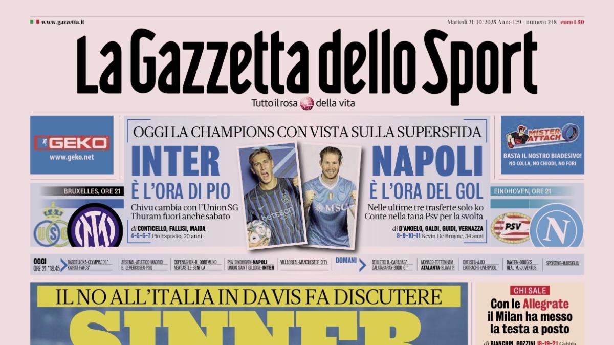 PRIMA PAGINA - La Gazzetta dello Sport: "Inter, è l’ora di Pio"
