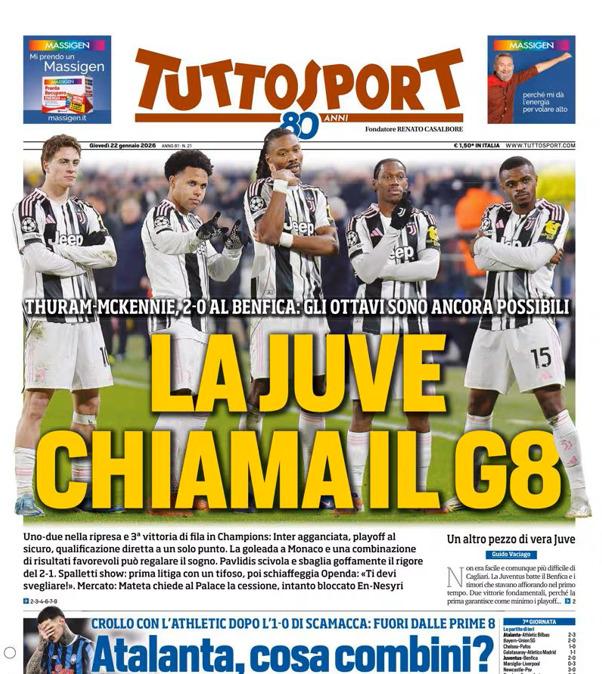 PRIMA PAGINA - TuttoSport: "La Juve chiama il G8"