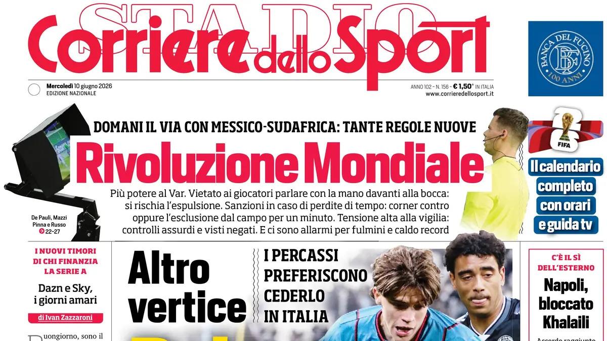 PRIMA PAGINA – Corriere dello Sport: "Palestra, assist per Chivu"