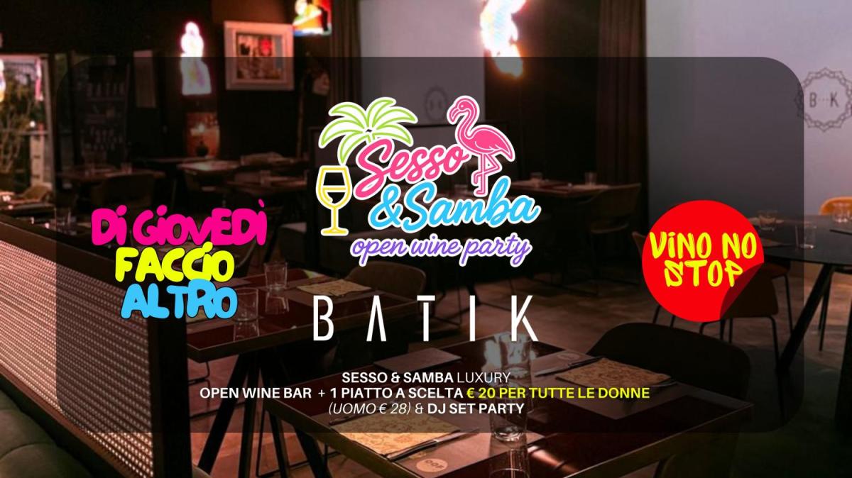 «Sesso&Samba» Party Halloween Preview, il giovedì più desiderato di Bergamo tra vino, musica e sorrisi al Batik di Orio al Serio