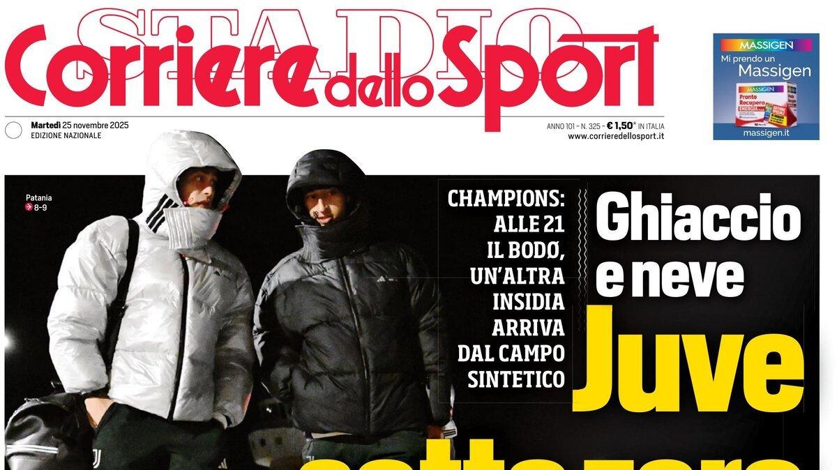 PRIMA PAGINA - Corriere dello Sport: "Juve sotto zero: a Bodo per non scivolare"