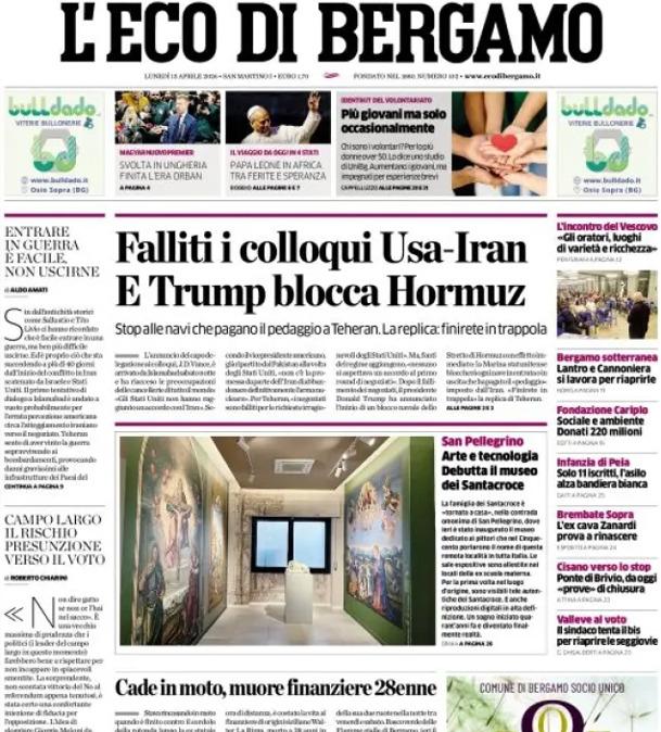 PRIMA PAGINA - L'Eco di Bergamo: "Corsa per l'Europa. Atalanta in salute ma occasione persa"