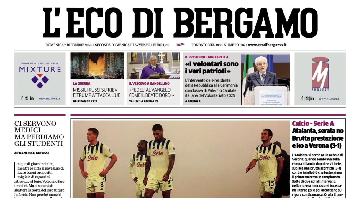 PRIMA PAGINA - L'Eco di Bergamo: "Atalanta, serata no. Brutta prestazione e ko a Verona"