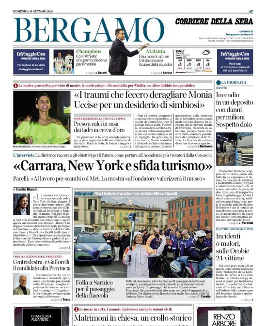 PRIMA PAGINA - Corriere di Bergamo: "Atalanta, Paura con le ultime. C’è da riavviare il cuore della squadra"