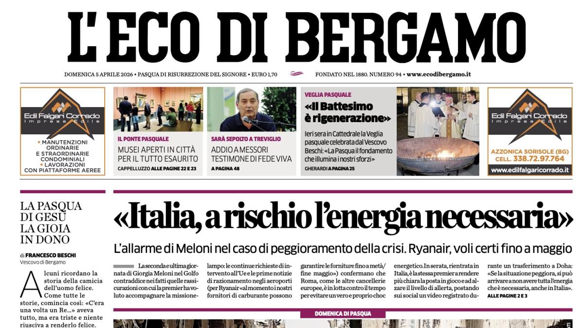 PRIMA PAGINA - L'Eco di Bergamo: "Domani l'Atalanta comincia a Lecce il suo aprile di fuoco"