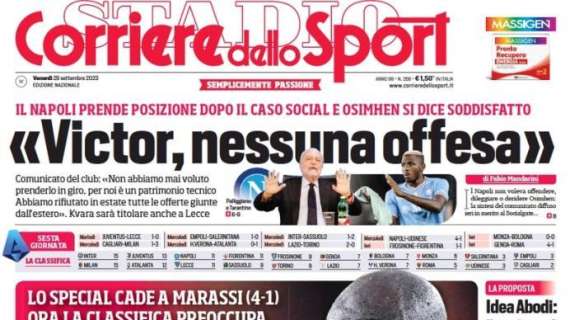 L'apertura del Corriere dello Sport sui giallorossi ko in casa del Genoa: "La Roma a terra"