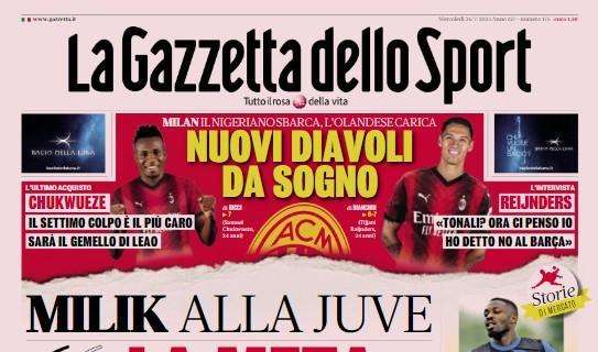 La Gazzetta dello Sport apre con un'intervista a Milik: "La meta è lo scudetto"