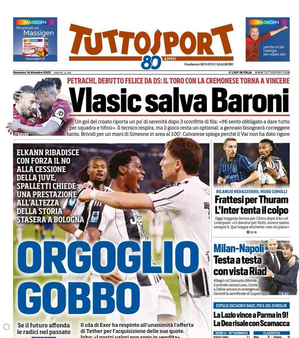 PRIMA PAGINA - TuttoSport: "Orgoglio Gobbo"