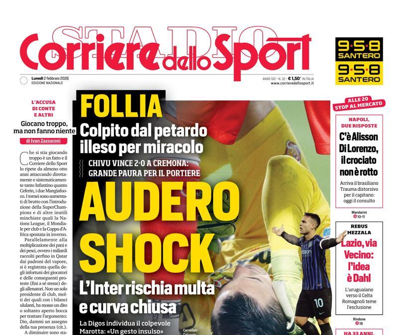 PRIMA PAGINA - Corriere dello Sport: "Audero shock"