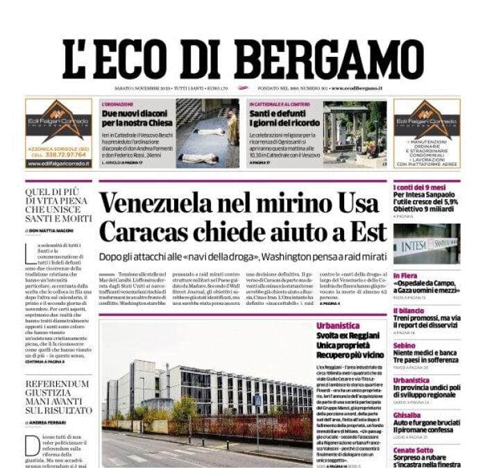 PRIMA PAGINA - L’Eco di Bergamo: "L'Atalanta a Udine con l'obiettivo di tornare a vincere"