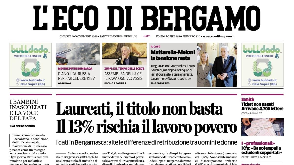 PRIMA PAGINA - L’Eco di Bergamo, Palladino "Atalanta top club. Questa squadra può tornare in Europa"