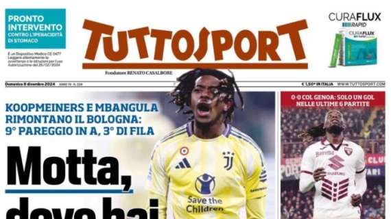 L'apertura in prima pagina di Tuttosport: "Motta, dove hai messo la Juve?"