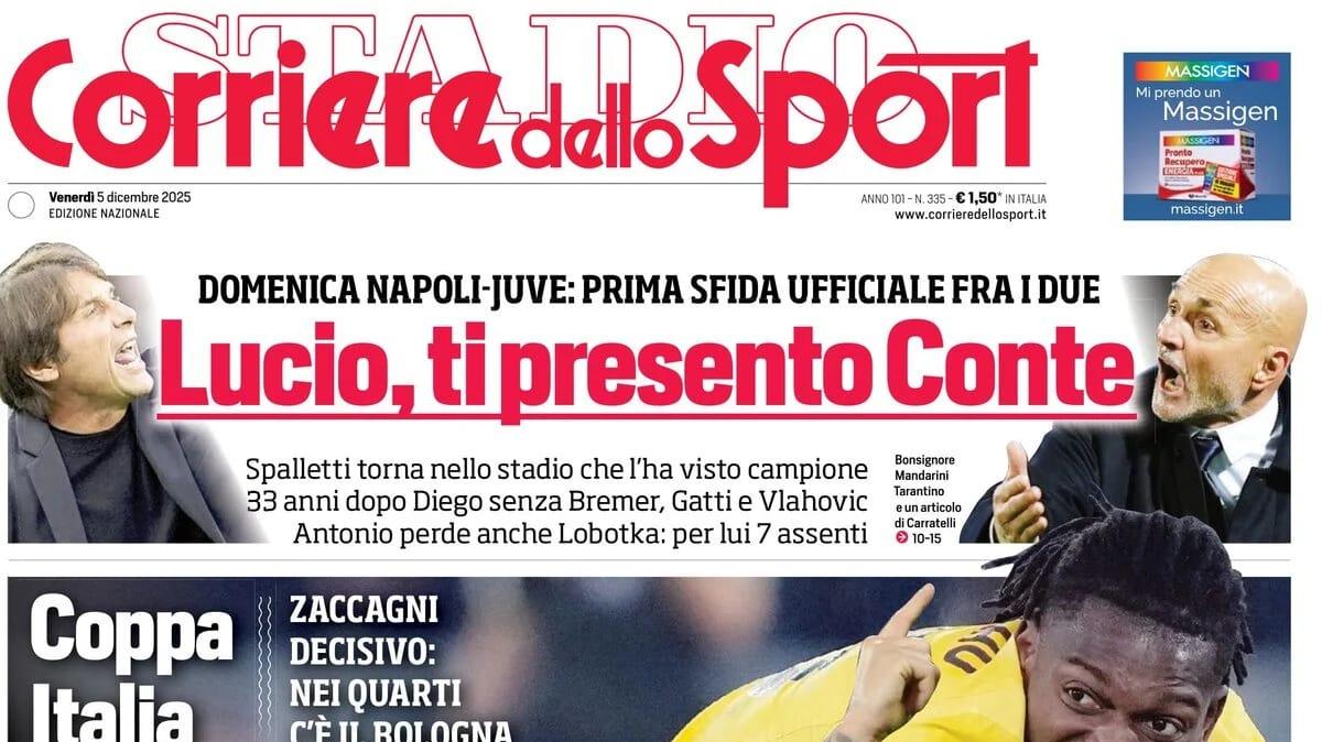 PRIMA PAGINA - Corriere dello Sport: "Zac, fuori Max. Lucio, ti presento Conte"