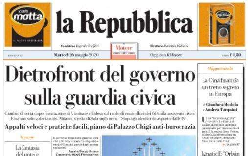 L'apertura de La Repubblica: "Dietrofront del governo sulla guardia civica"