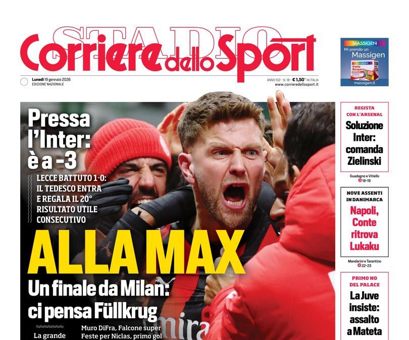 PRIMA PAGINA - Corriere dello Sport: "Alla Max"