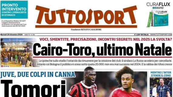 Tuttosport in apertura sul mercato Juve: "Tomori in Arabia. Poi Zirkzee"