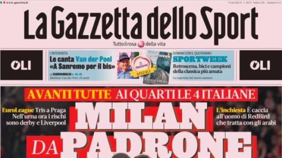 La prima pagina de La Gazzetta dello Sport sull'Europa League: "Milan da padrone"