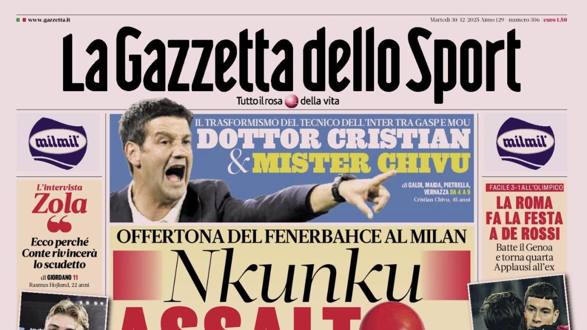 PRIMA PAGINA - La Gazzetta dello Sport: "Nkunku Assalto Turco"