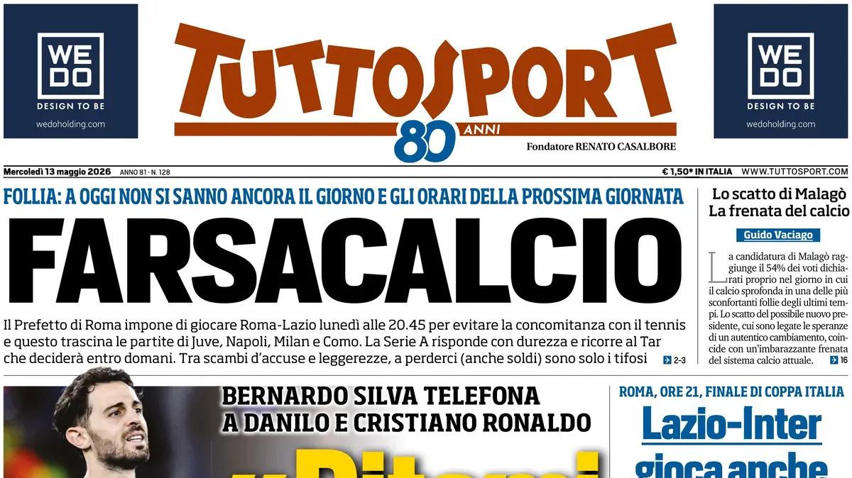 PRIMA PAGINA - Tuttosport: "Farsacalcio. Follia: a oggi non si sanno ancora il giorno e gli orari della prossima giornata"