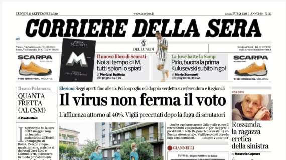 L'apertura del Corriere della Sera: "Il virus non ferma il voto"