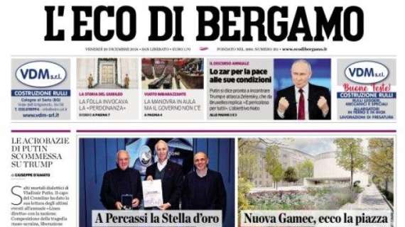 L'Eco di Bergamo apre così stamani sulla Dea: "A Percassi la Stella d'oro"