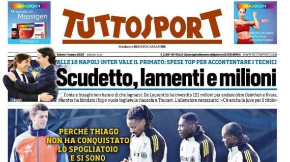 Crepe in casa Juventus, Tuttosport in apertura: "sMottamento"