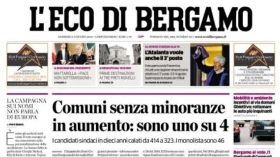 L'Eco di Bergamo: "Arriva la Fiorentina, gran finale e terzo posto per allungare la festa"