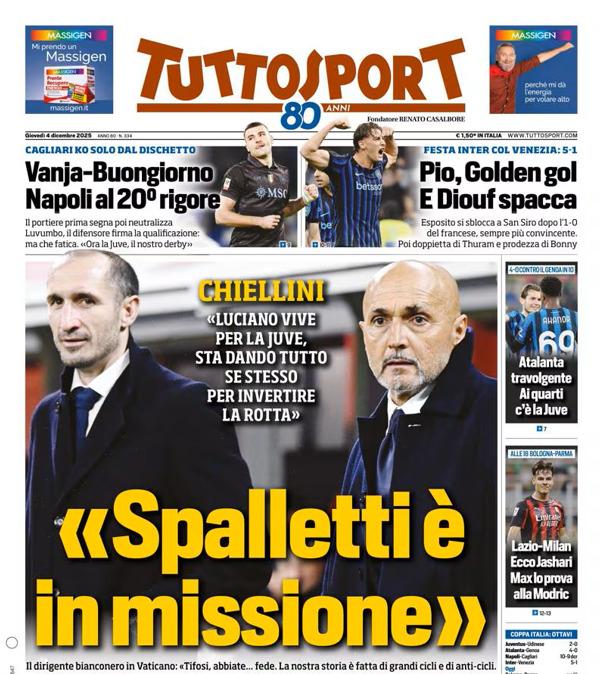 PRIMA PAGINA - TuttoSport: «Spalletti è in missione»