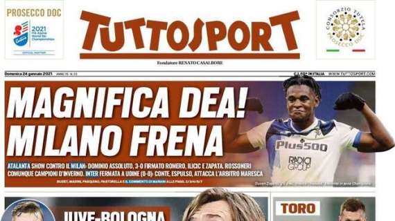 Tuttosport in apertura: "Magnifica Dea. Milano frena"