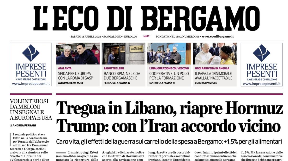 PRIMA PAGINA - L'Eco di Bergamo: "Atalanta, sfida per l'Europa con la Roma di Gasp"
