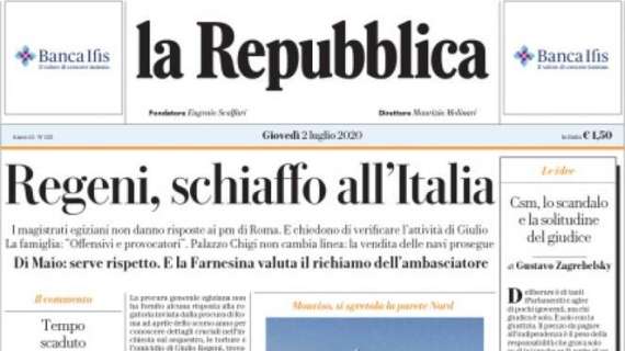 La Repubblica: "Regeni, schiaffo all'Italia" 