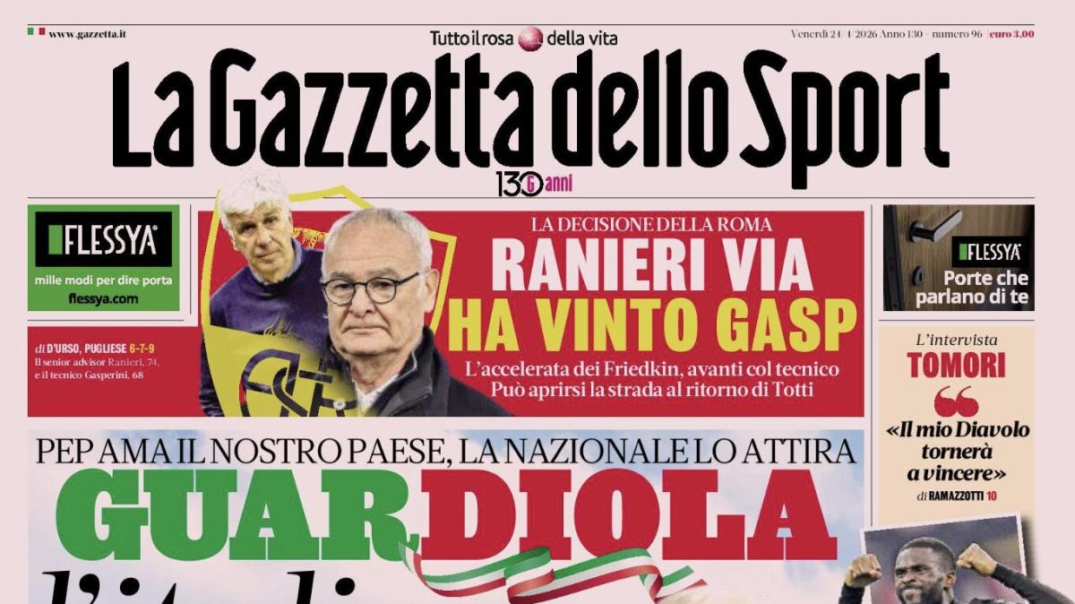 PRIMA PAGINA - La Gazzetta dello Sport: "Ranieri via, ha vinto Gasp"