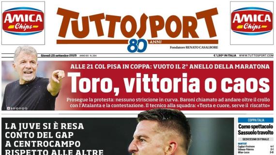 PRIMA PAGINA - TuttoSport : "Milinkovic tappa buco"