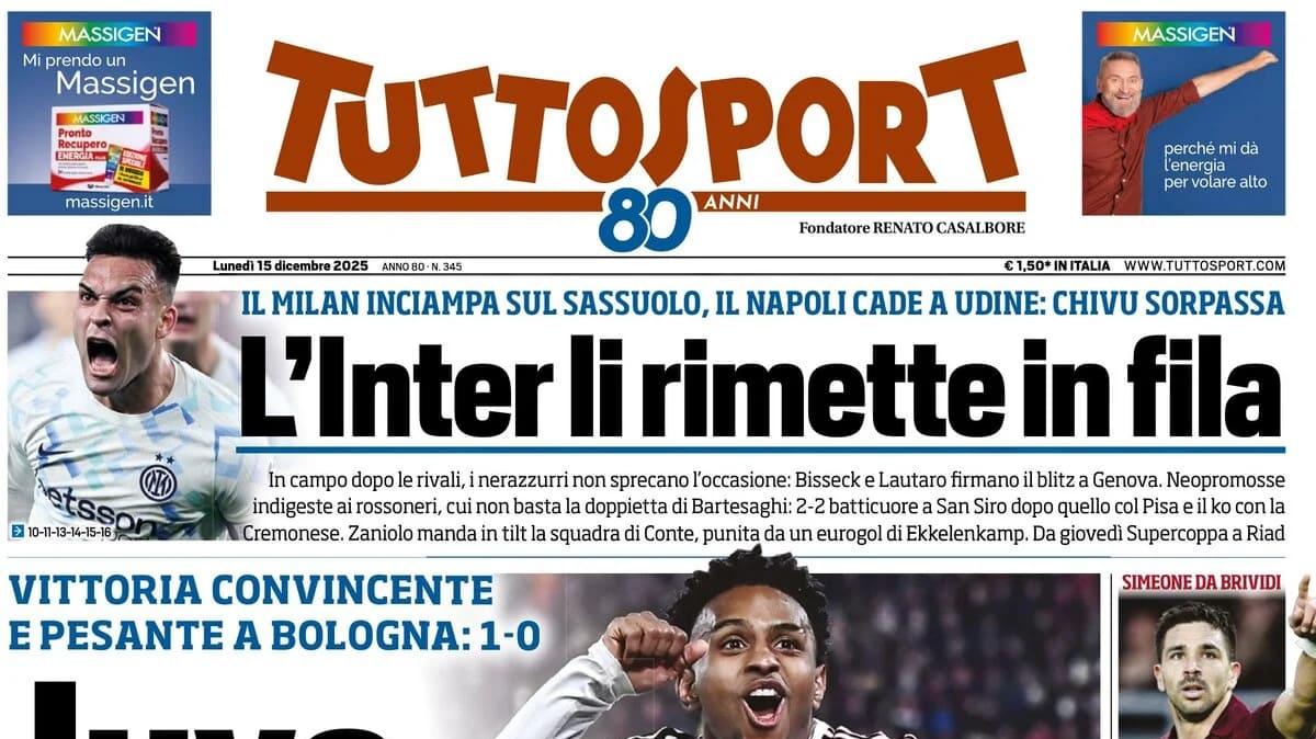PRIMA PAGINA - Tuttosport: "Juve a Cabal"