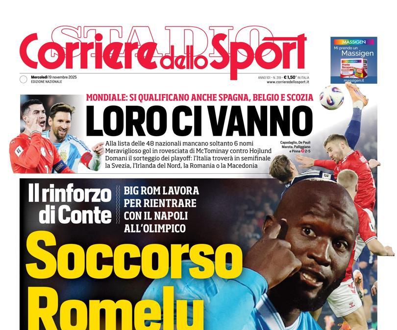 PRIMA PAGINA - Corriere dello Sport: "Soccorso Romelu"